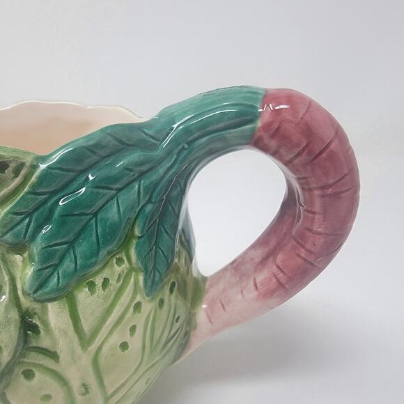 Vintage Bunny Lane By Strata White Rabbit Green Cabbage Easter Tea Pot W/ Lid - Picture 12 of 16